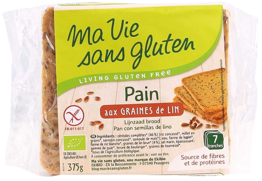Ma Vie Sans glutenvrije lijnzaadbrood en crackers, biologische en voedzame keuze, 375 gram.
