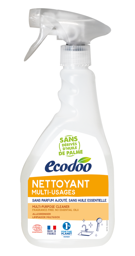 Ecodoo hypoallergenic bio all-purpose cleaner in 500ml bottle, eco-friendly cleaning product for household use