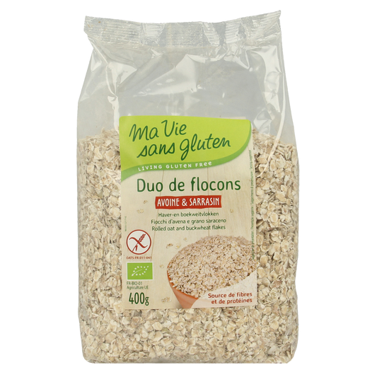 Ma Vie Sans glutenvrije boekweitvlokken ontbijtgranen in een witte kom, geschikt voor een gezond glutenvrij ontbijt.
