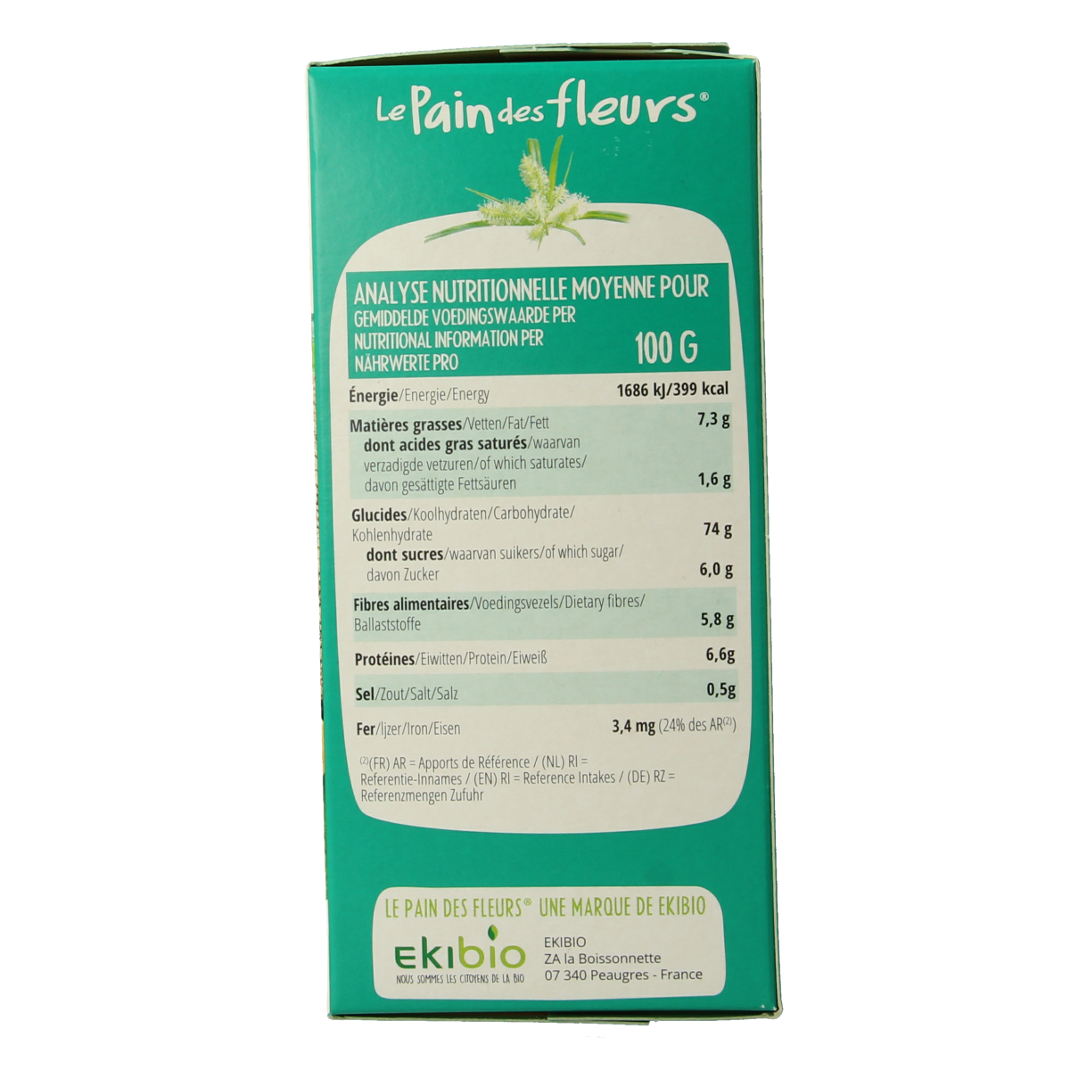 Pain Des Fleurs Krokante aardamandel glutenvrije bio crackers in 150g package, crispy and almond-flavored.