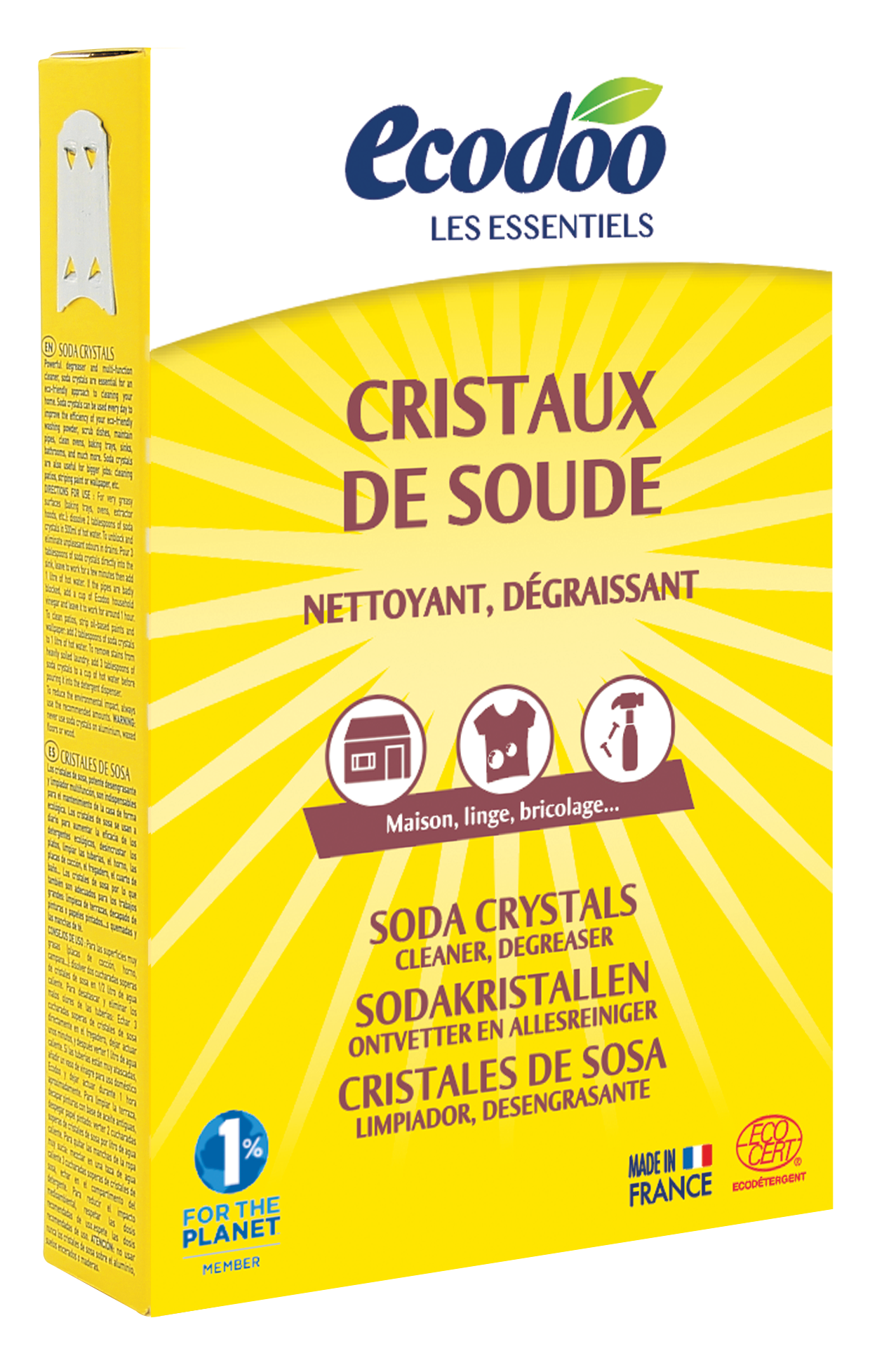 Ecodoo Sodakristallen eco cleaning crystals in a 500g package, eco-friendly cleaning product from Ecodoo.