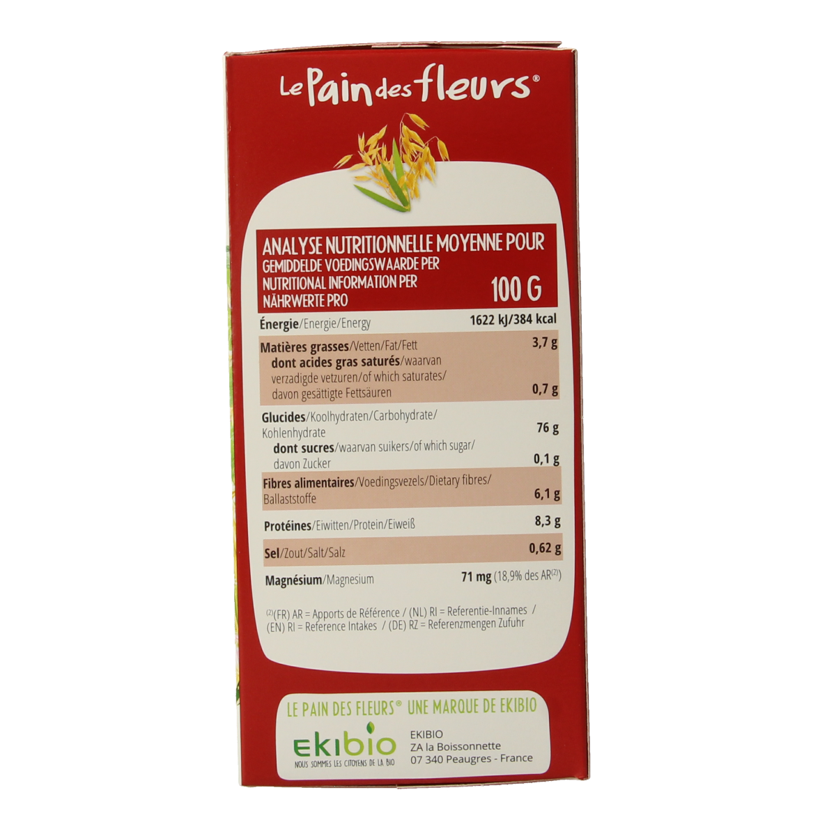 Pain Des Fleurs gluten-free crispy crackers in a 150g package, featuring a golden, textured surface and artisanal bread appearance.