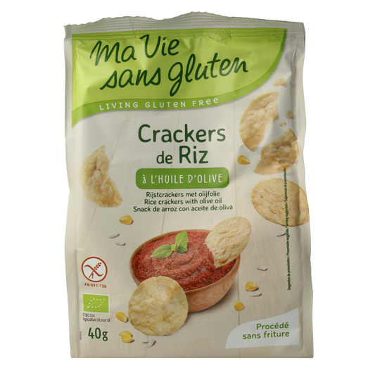Ma Vie Sans glutenvrije rijstcrackers met olijfolie, biologische broden en crackers, 40 gram, knapperig en gezond snackoption.
