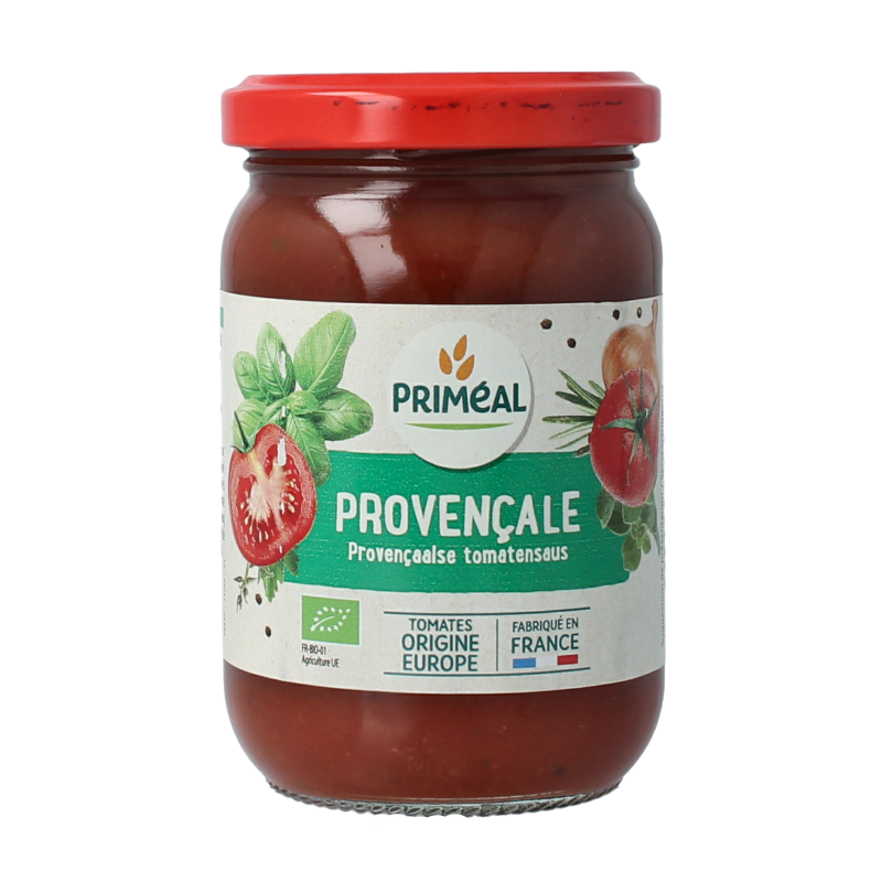 Primeal Provencaalse stijl biologische tomatensaus in 200g verpakking, perfect voor sauzen en smaakmakers.