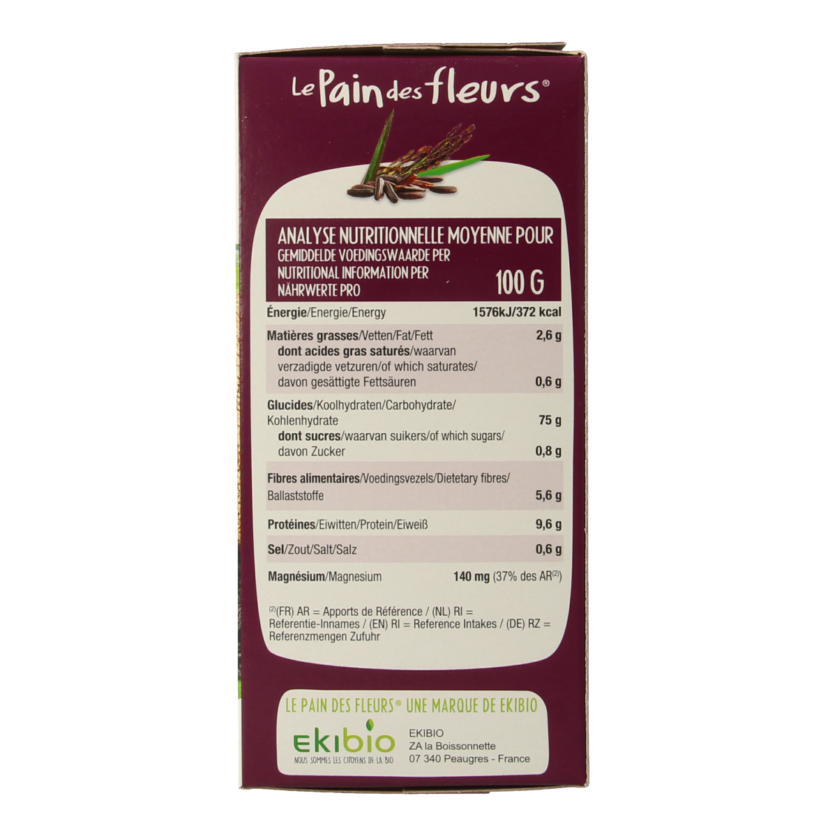 Pain Des Fleurs krokante crackers met zwarte rijst, glutenvrij en biologisch, 150 gram, in een close-up van de knapperige textuur.