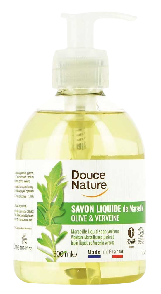 Douce Nature Zeep Marseille vloeibare zeep met ijzerkruid en verbena, 300ml, in een plastic fles