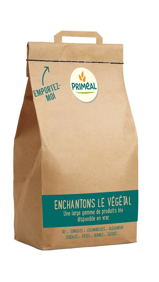 Primeal organic Carnaroli rice in a 5kg bag, showcasing the white rice grains for pasta and rice dishes.