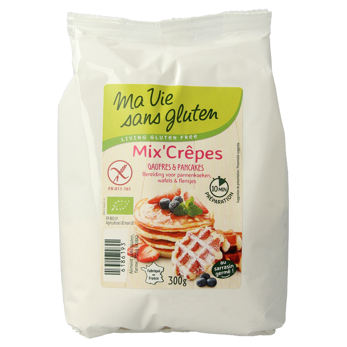 Glutenvrije Ma Vie Sans Pannenkoeken en wafelmix in 300g verpakking, bio bakmix voor pannenkoeken en flensjes