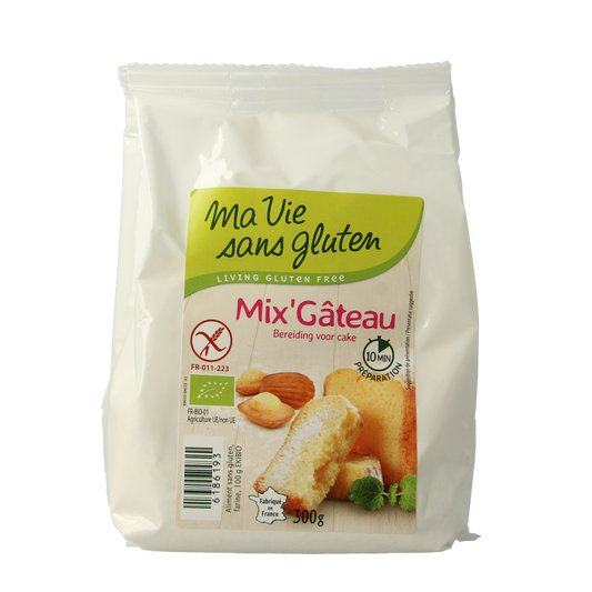 Gluten-free Ma Vie Sans Cakemix bio koeken in 300g package, showing the product packaging with brand and product details.