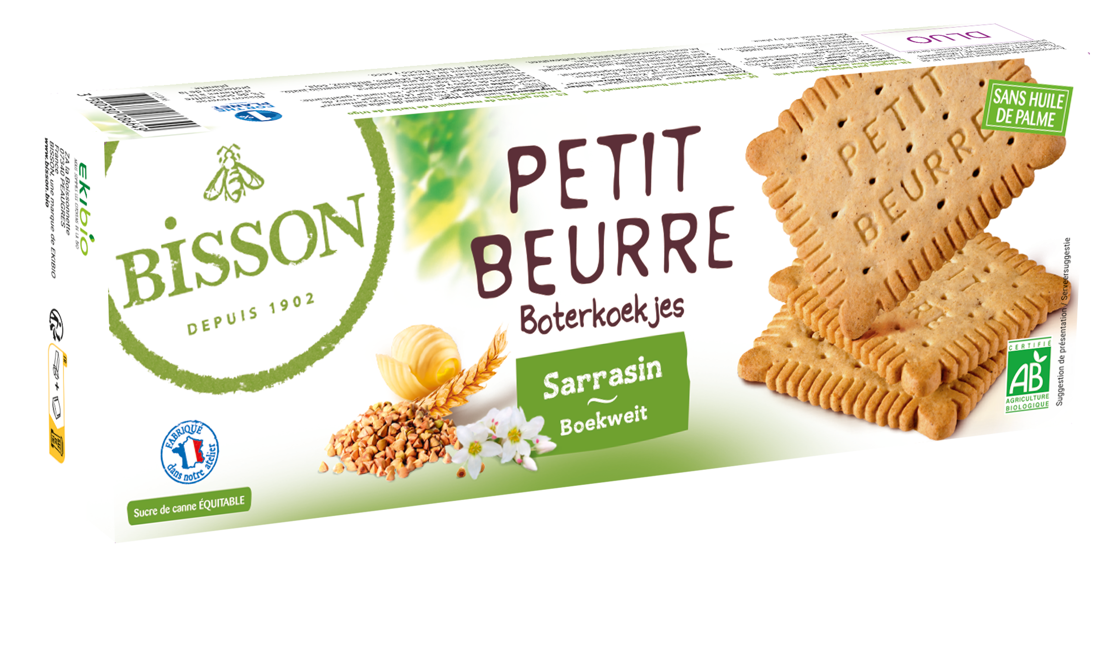 Bisson Biscuitjes boekweit bio koeken on a white plate, showing golden-brown biscuits with crisp texture and natural appearance.