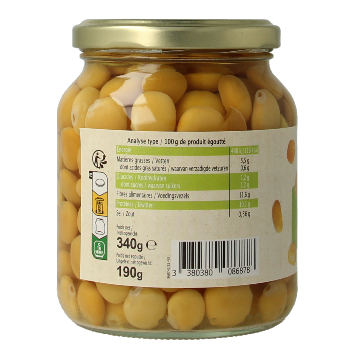 Primeal organic natural lupine beans in 340g package, fresh and healthy legume for cooking and nutritious meals.