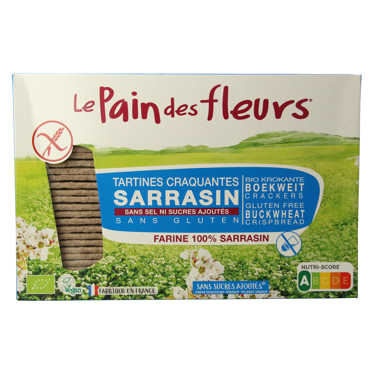 Pain Des Fleurs gluten-free buckwheat crackers with sea salt, 300g, crispy, healthy bread and cracker product.