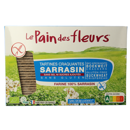 Pain Des Fleurs gluten-free buckwheat crackers with sea salt, 300g, crispy, healthy bread and cracker product.