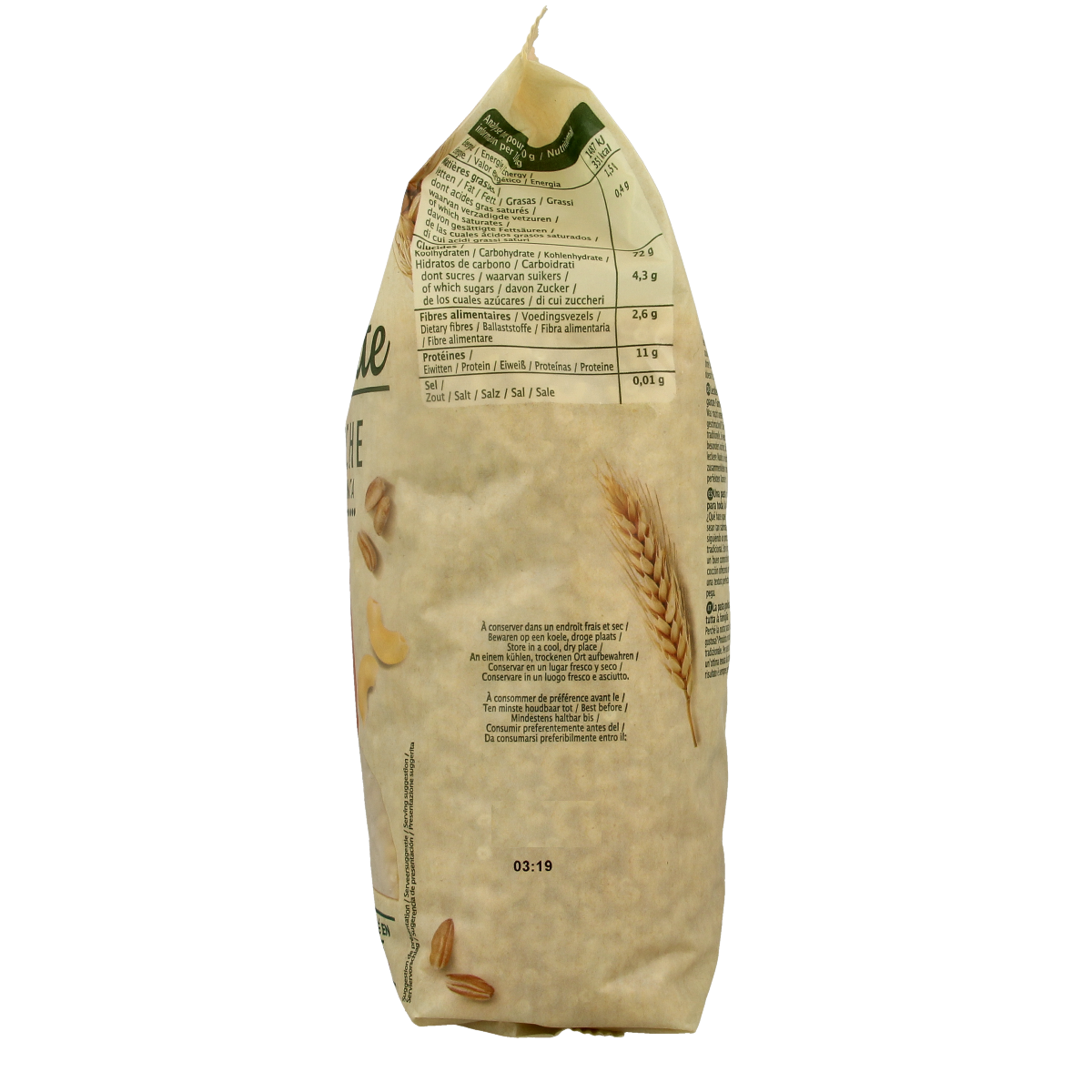 Primeal organic elbow macaroni pasta in a 1 kg bag, made from pasta en rijst, with a focus on quality and natural ingredients.