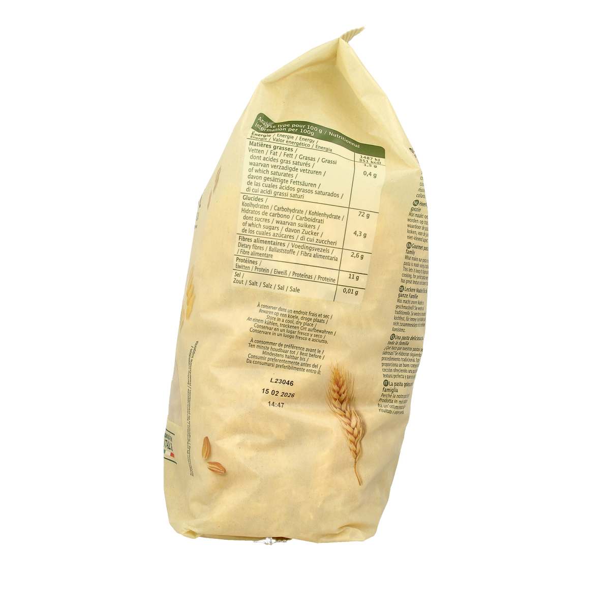 Primeal Fusilli spiralen familie bio pasta in 1kg package, featuring twisted organic pasta shapes on a white background.