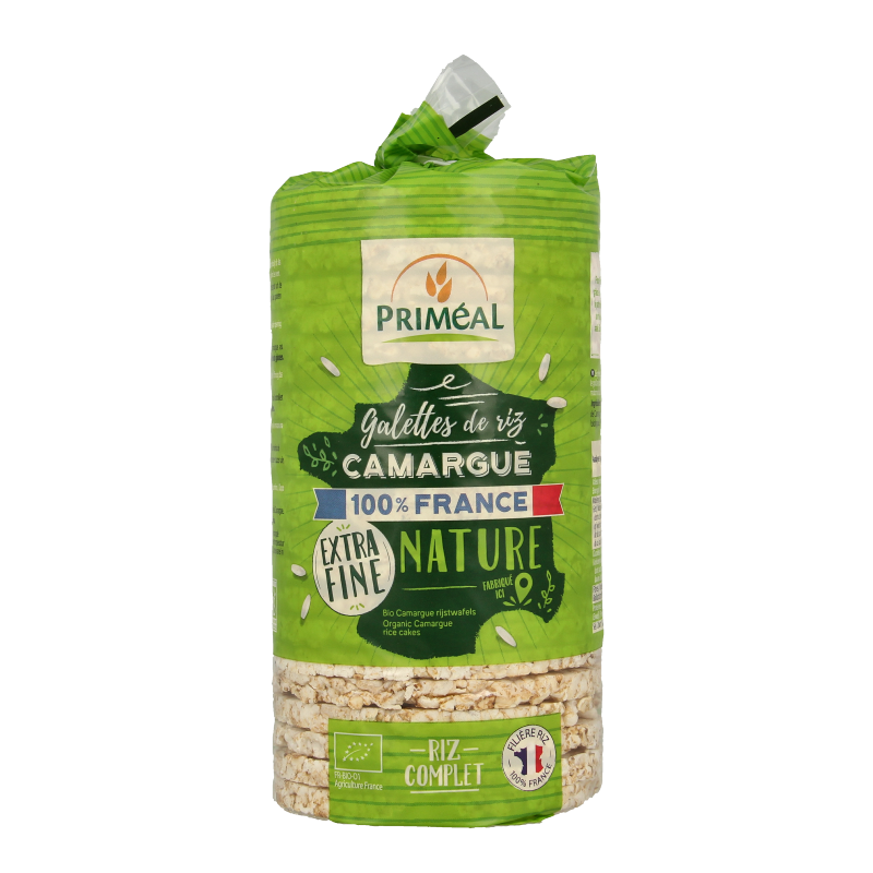 Primeal Camargue bio rice cakes, extra thin, 130g, crispy crackers made from organic rice.