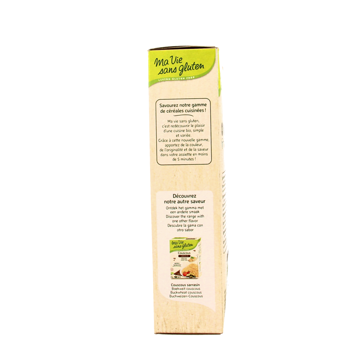 Gluten-free Ma Vie Sans maize and rice pasta in 375g package, natural product with a light, smooth texture.