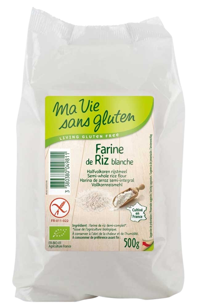 Ma Vie Sans glutenvrije rijstmeel bakmix in 500g verpakking, biologisch en glutenvrij, geschikt voor bakken en koken