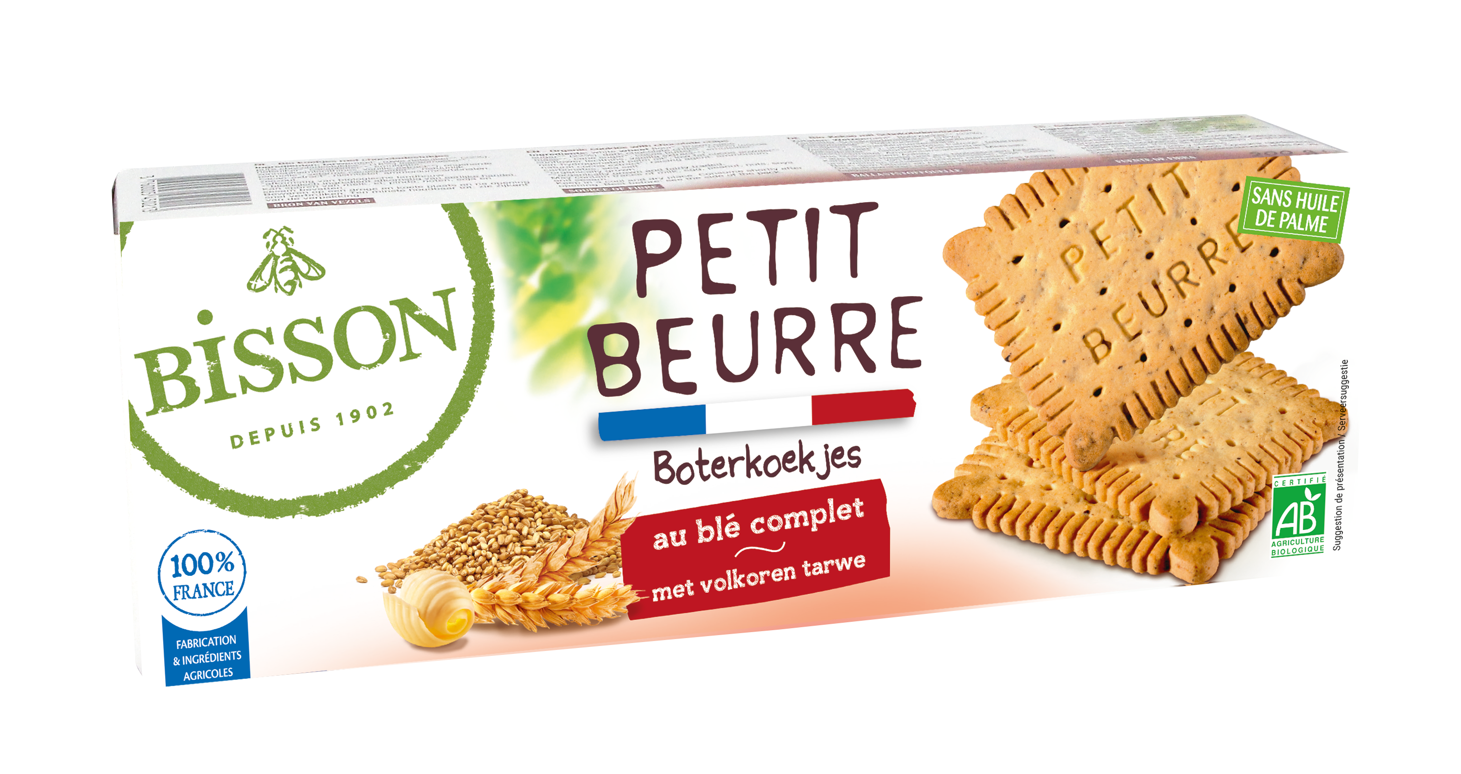 Bisson Granenbiscuits, whole grain organic cookies in 150g package, crispy and healthy snack with natural ingredients.
