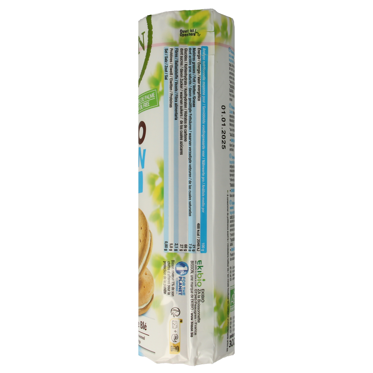 Bisson Choco Bisson vanille bio chocolate bar, 300 grams, with rich vanilla flavor and smooth chocolate texture.