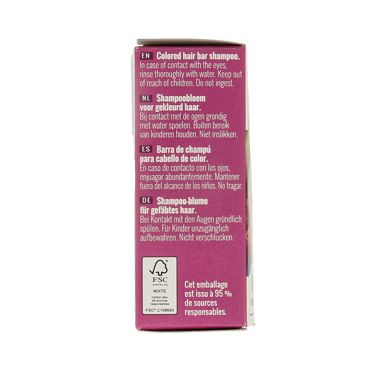 Douce Nature shampoo bar for colored hair, 85g, natural hair care product with a sleek, eco-friendly packaging.