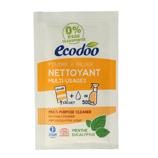 Ecodoo Allesreiniger poeder oplosbaar eco, 10g, eco-friendly cleaning powder for versatile household cleaning.