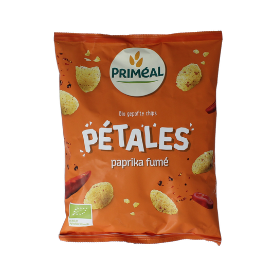 Primeal smoked paprika flavored chips in 75g package, crispy and seasoned, part of Primeal's chips en zoutjes collection.