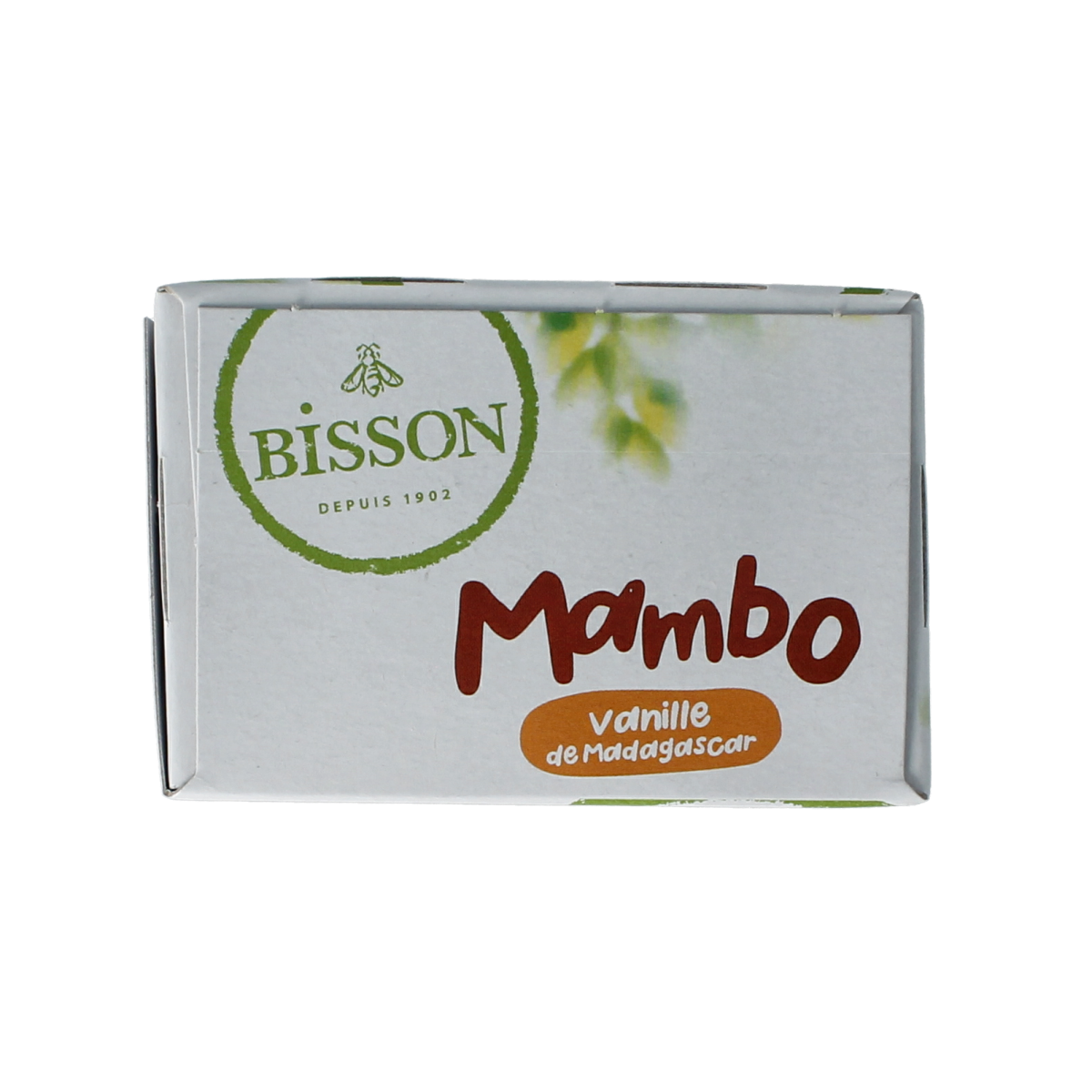 Bisson Mambo koekjes with Madagascar vanilla, 175g, showing golden-brown cookies with vanilla bean specks on a white plate.