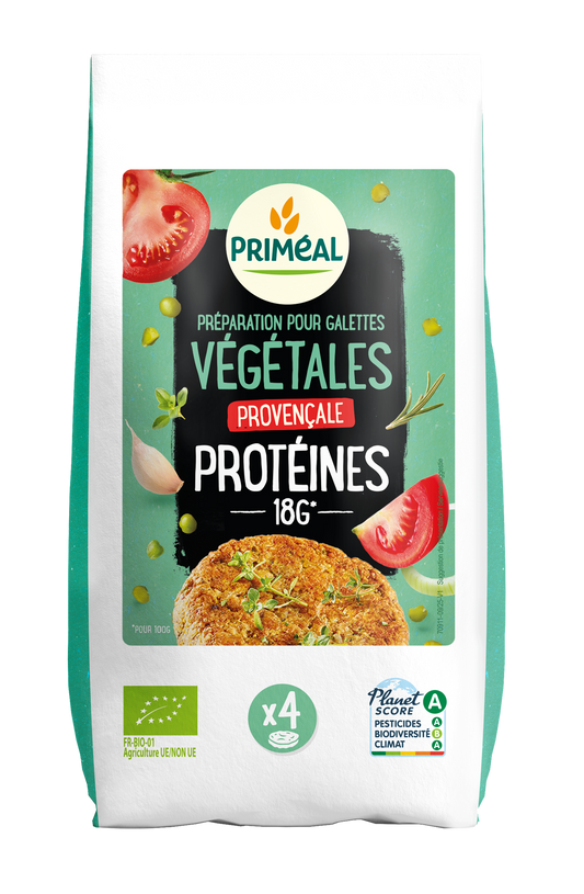 Primeal Provencaals groenteburgermix bio, 200g, with herbs, spices, and ingredients for healthy plant-based burgers.