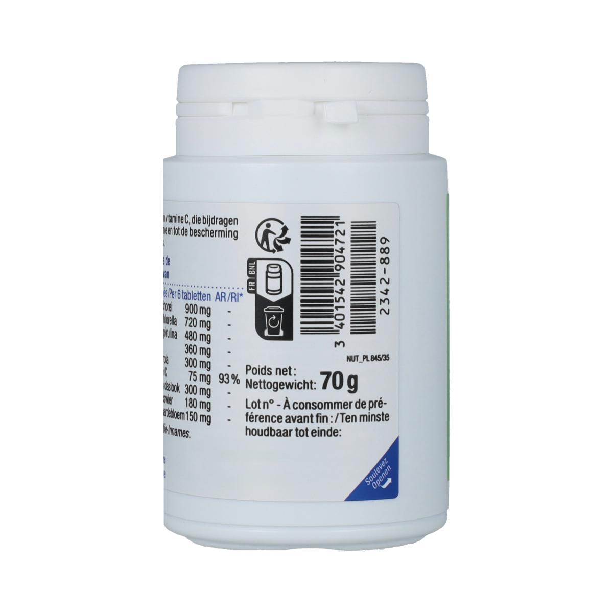 Nutergia Green Flor herbal supplement tablets, natural plant-based remedy in a bottle, 90 tablets for overall wellness.