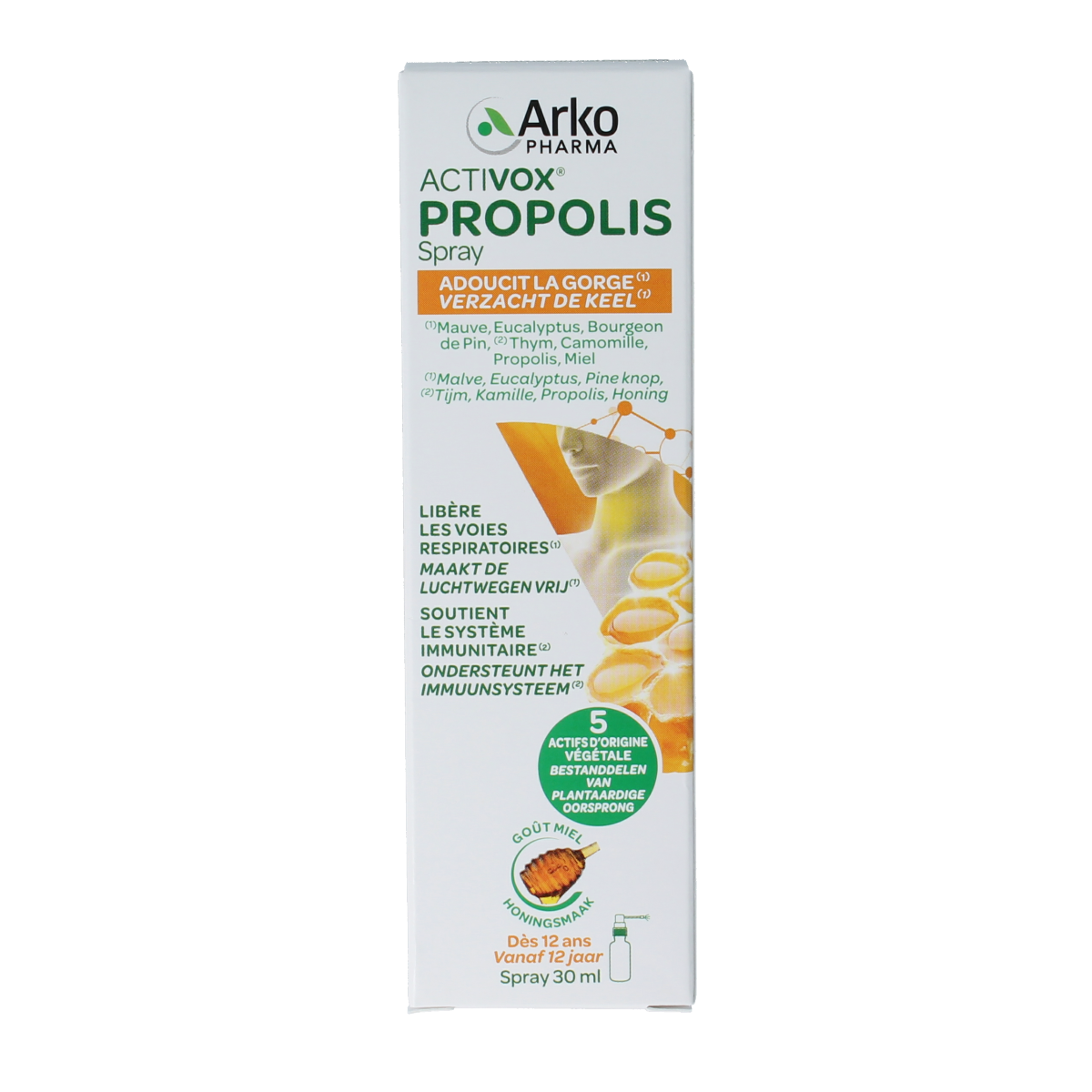 Activox Activox Keel spray verzachtend in 30ml bottle, herbal remedy for soothing throat discomfort.