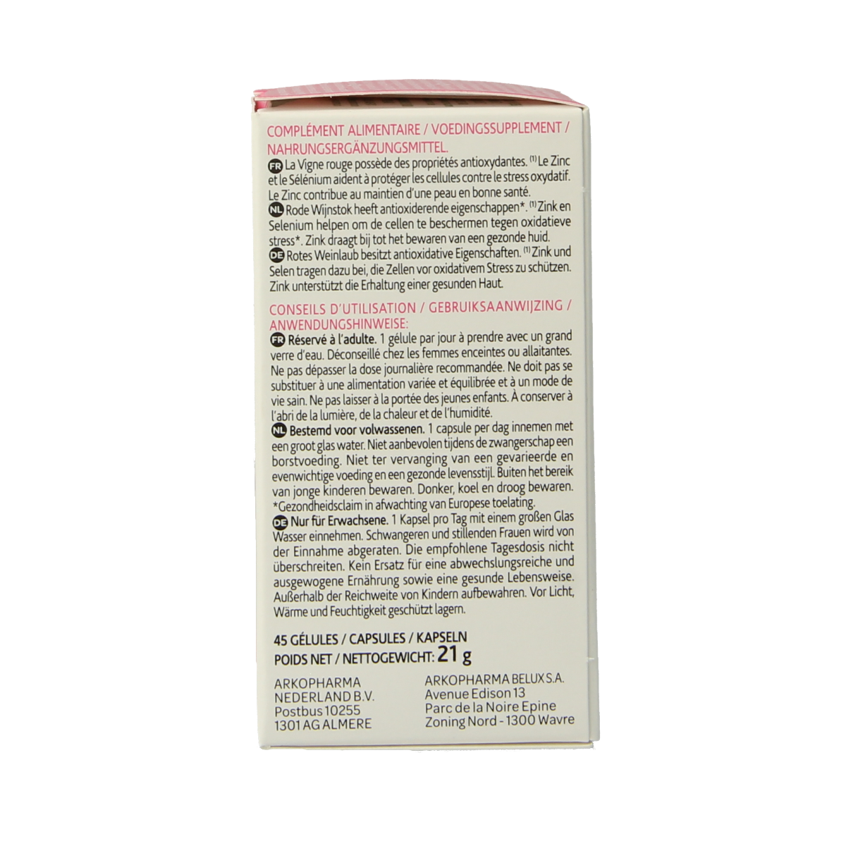 Arkocaps Resveratrol herbal supplement capsules in a bottle, natural health product from Arkocaps.
