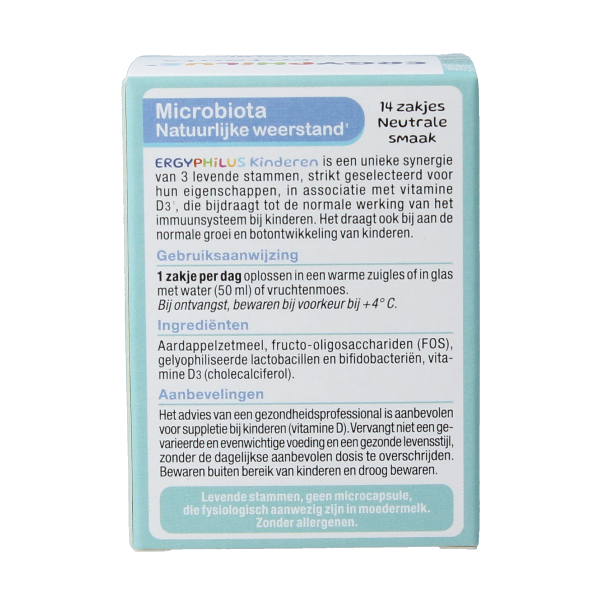 Nutergia Ergyphilus kinderen sachets containing micro-organisms, probiotic supplement for children, 14 sachets.