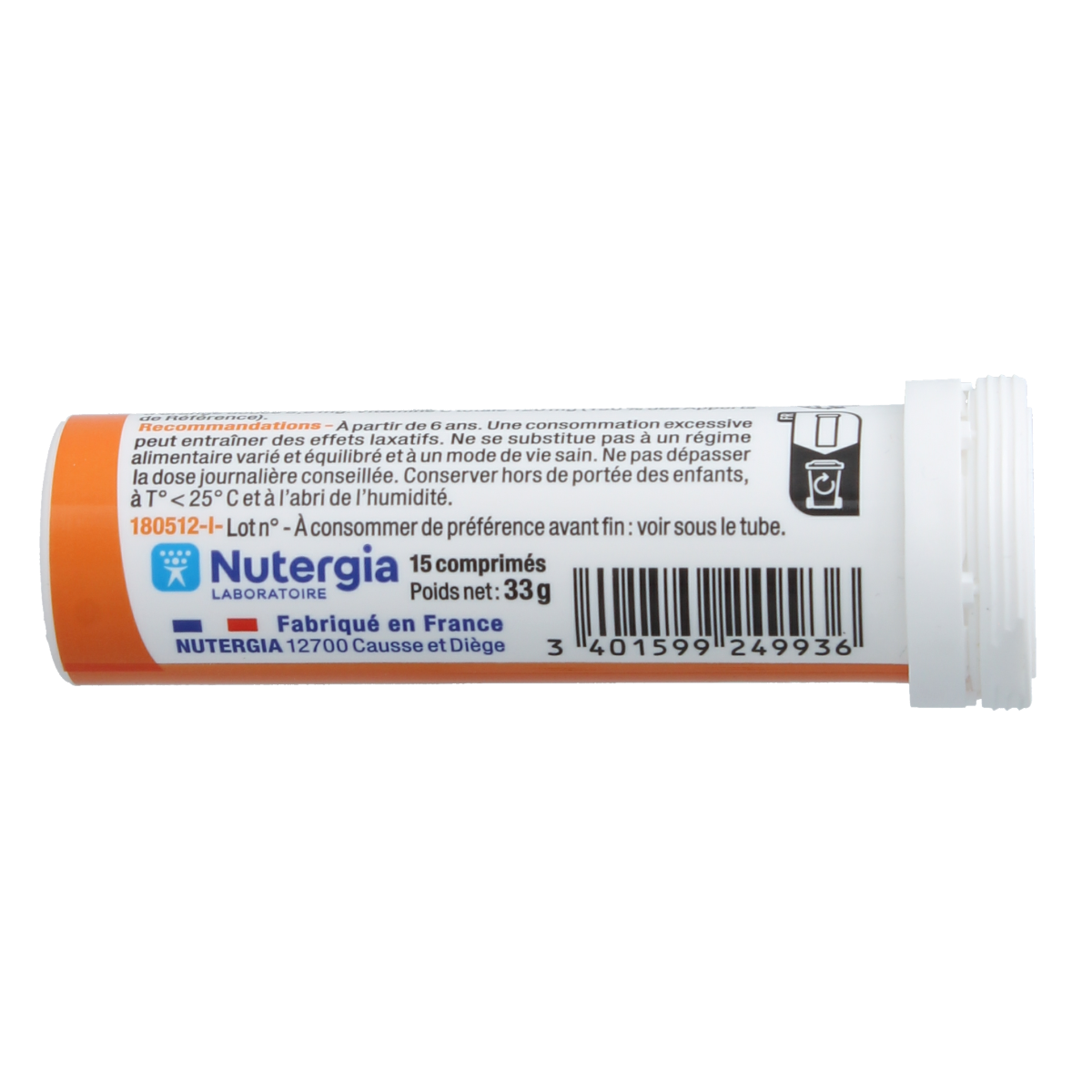 Nutergia Acerol C vitamin tubes with 15 tablets, natural vitamin C supplement in small, easy-to-take tablets.