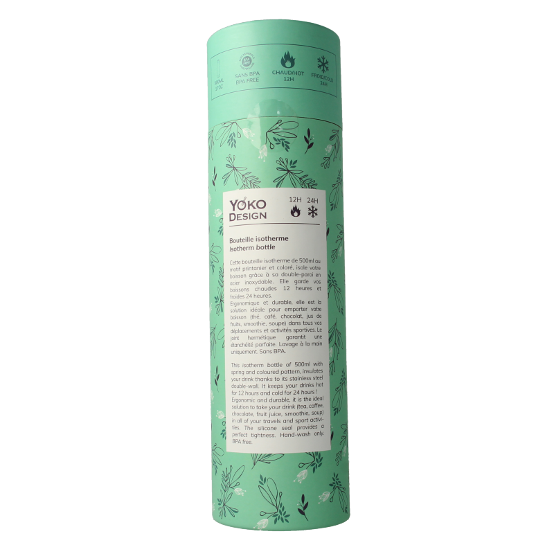 Yoko Prima Vera 500ml isotherm drinkfles for cooking and dining, featuring a sleek design and durable stainless steel construction.