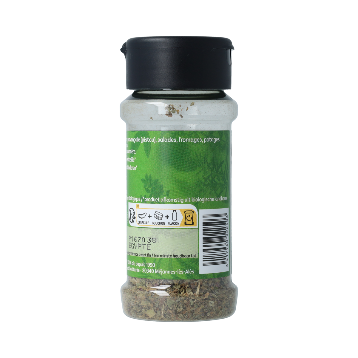 Cook Basilicum bio, 15g, organic basil herb in a clear package, part of Cook's kruiden, zouten en maaltijdmixen collection.