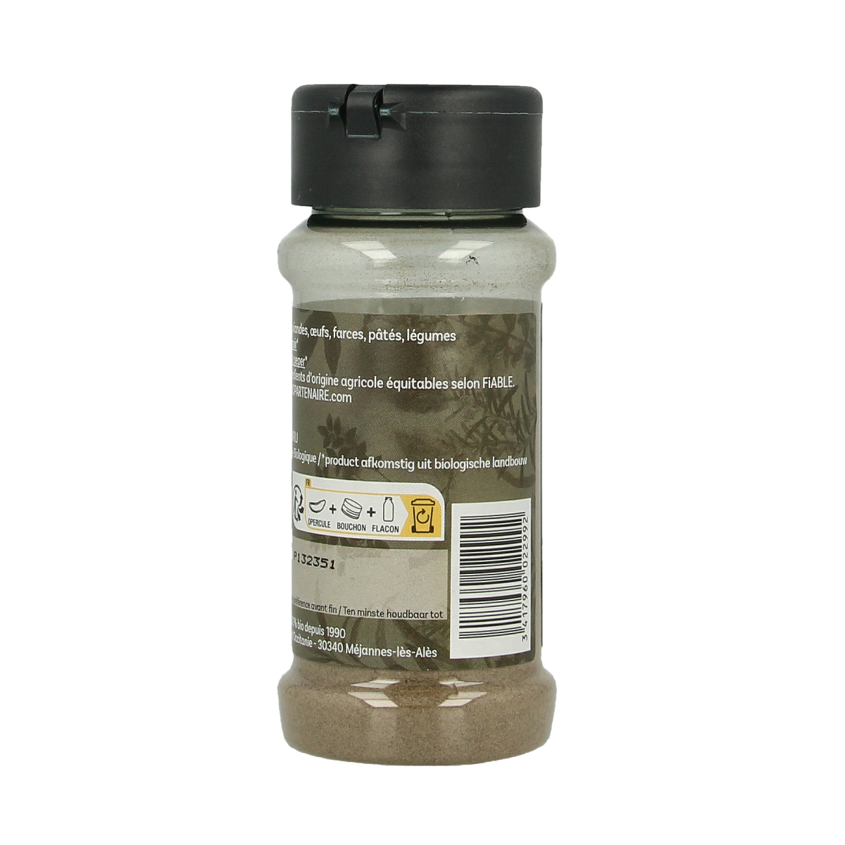 Cook organic ground black pepper in a 45g container, ideal for culinary seasoning and spice blends.