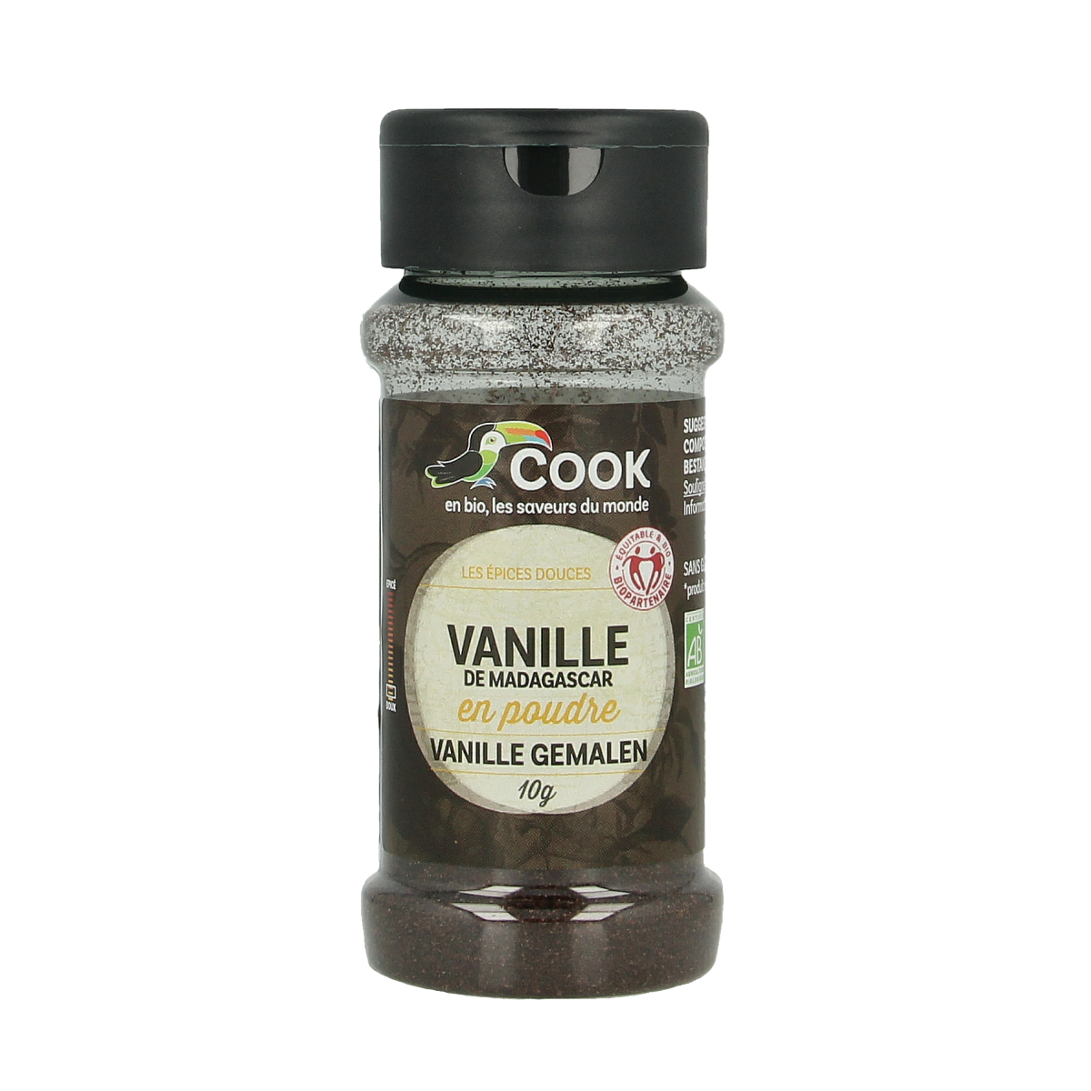Cook Vanille poeder bio 10g, organic vanilla powder, natural spice used in baking and desserts.