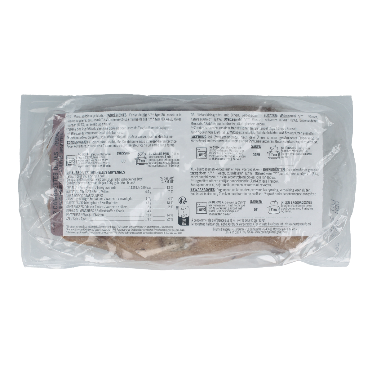 Langelus Camusettes met olijven bio, 2 stuks, crackers with whole olives, in a natural setting