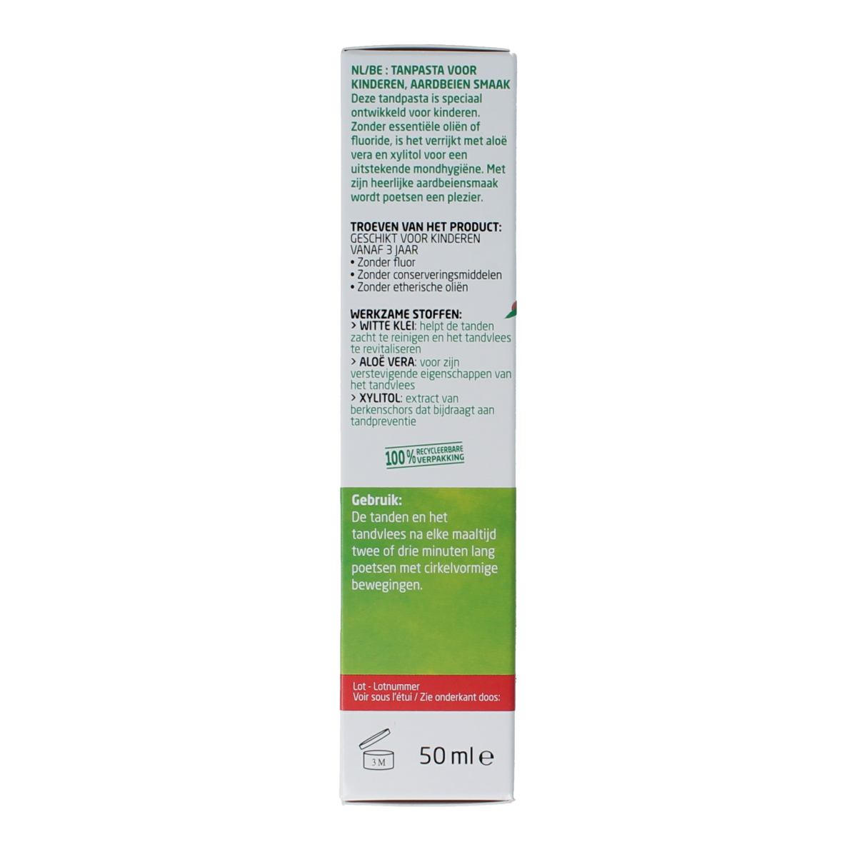 Phytonorm Dragondent strawberry toothpaste for kids, 50ml tube with colorful dragon design and strawberry flavor.