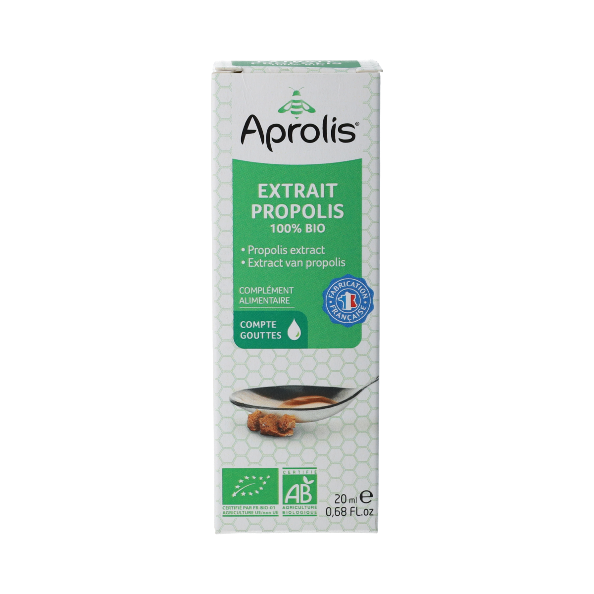 Aprolis biologische propolis extract, 100% natuurlijk kruidenpreparaat, 20 ml flesje