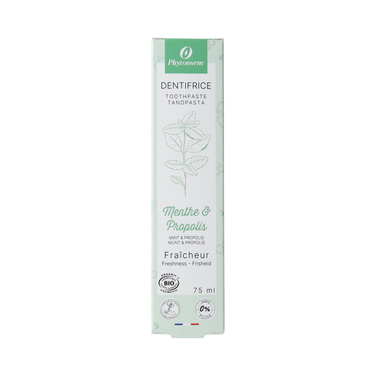 Aprolis Verfrissend Tandpasta in 75ml tube showing the toothpaste tube with brand and fresh mint flavor.