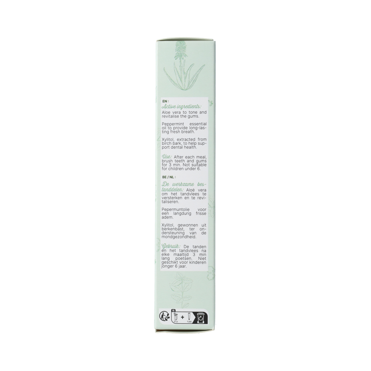 Aprolis Verfrissende Tandpasta 75ml tube showing the toothpaste with a bright, clean design and brand label on the packaging.