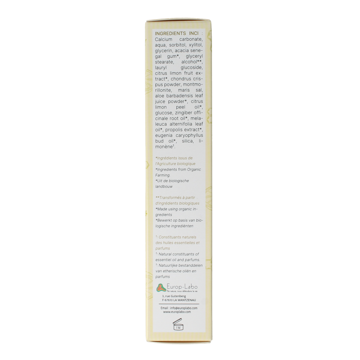 Aprolis citron and propolis toothpaste in 75ml tube, showing the packaging with lemon and propolis ingredients.