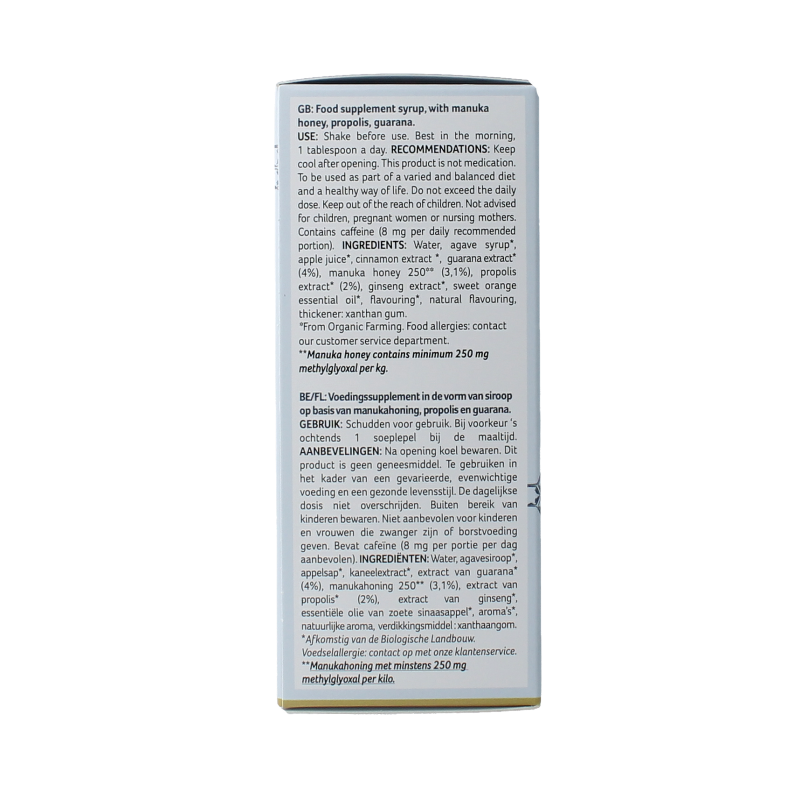 Phytonorm Manukahoning propolis and guarana syrup in a 150ml bottle, herbal supplement with honey, propolis, and guarana.