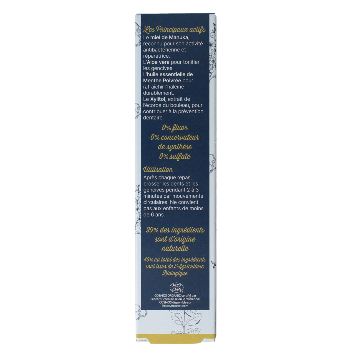 Phytonorm Manuka and propolis toothpaste in a 75ml tube, natural oral care product for healthy teeth and gums.
