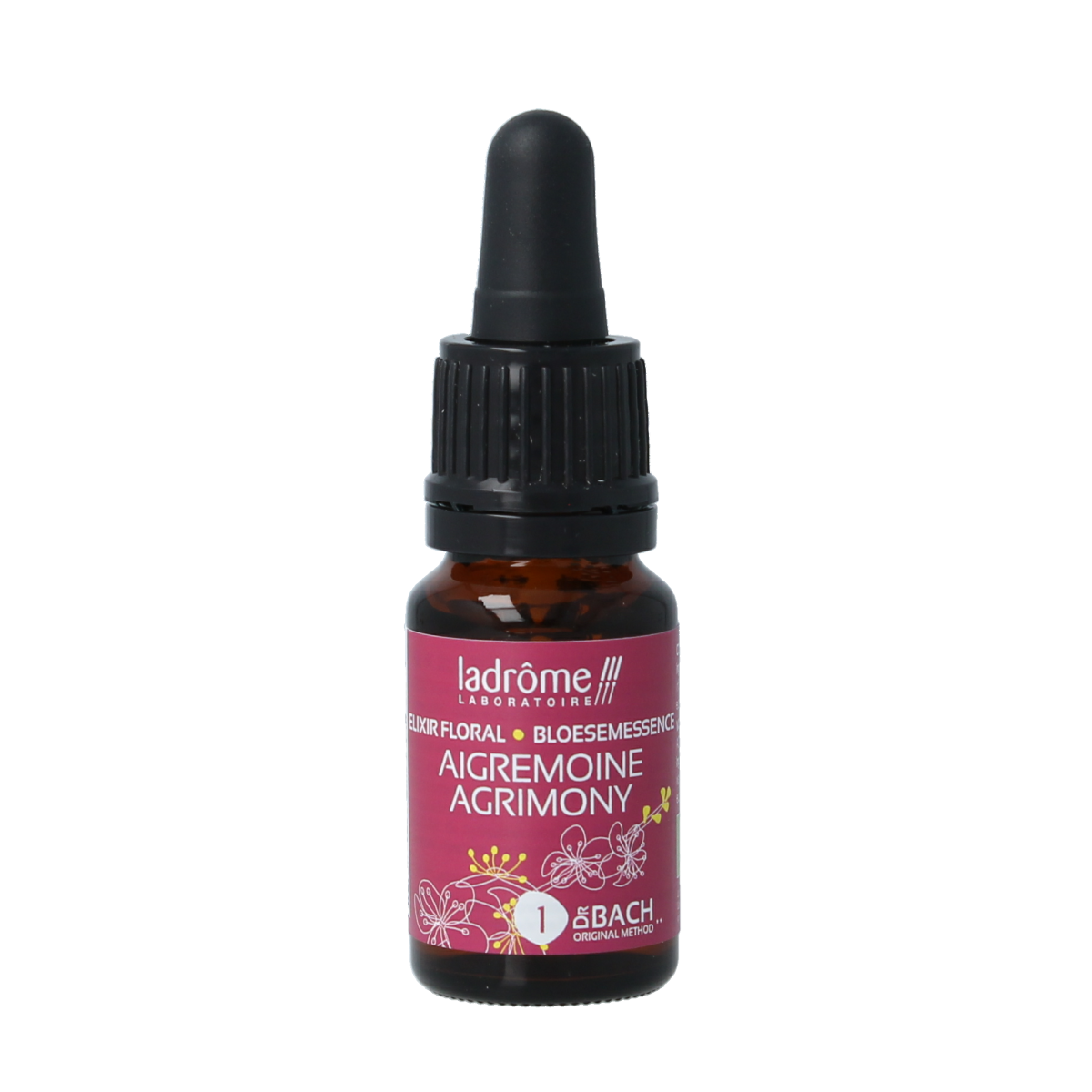Ladrome Agrimony bio herbal tincture in a 10ml bottle, part of Ladrome's herbal preparations product line.