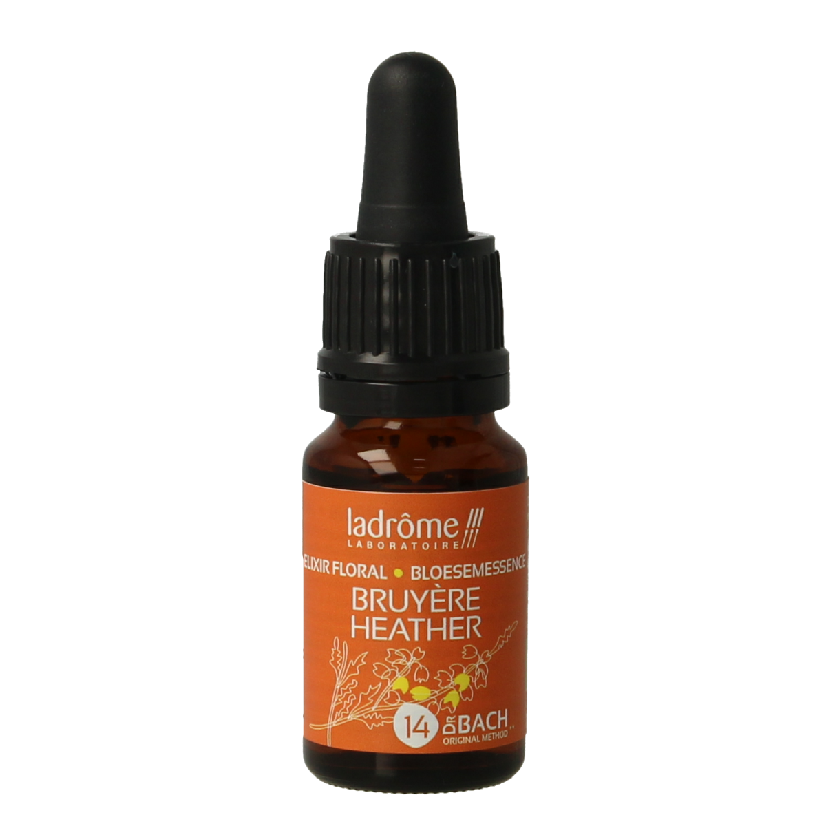 Ladrome Heather bio herbal remedy bottle, 10ml, featuring the herbal preparation label and natural packaging.