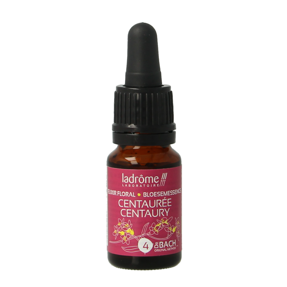 Ladrome Centaury herbal extract bottle with label, 10ml bio kruidenpreparaten, natural herbal remedy in a small glass bottle