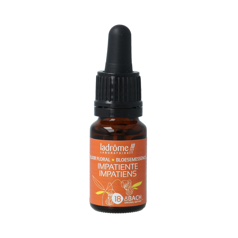 Ladrome Impatiens bio herbal preparation in 10ml bottle, natural herbal remedy for stress relief and emotional balance.